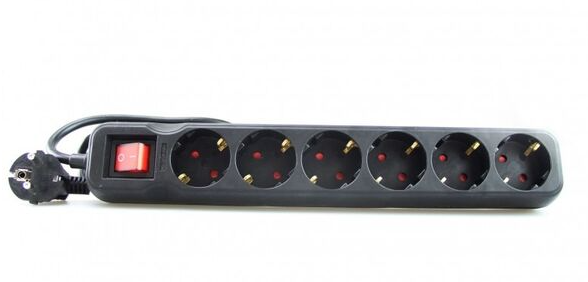 BLOCO TOMADAS 6 SOQUET 1.5M C/INT PRETA